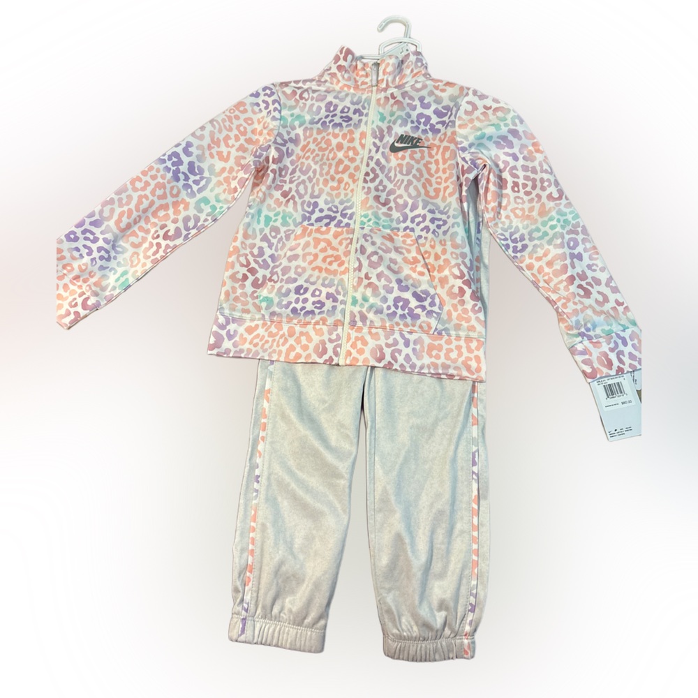 Nike Pastel Leopard Print Track Jacket and Metallic Pants - Multi